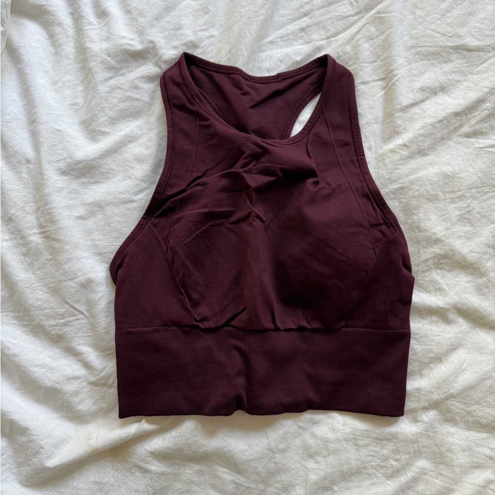 lululemon Ebb to Train High Neck Bra - Wine Red